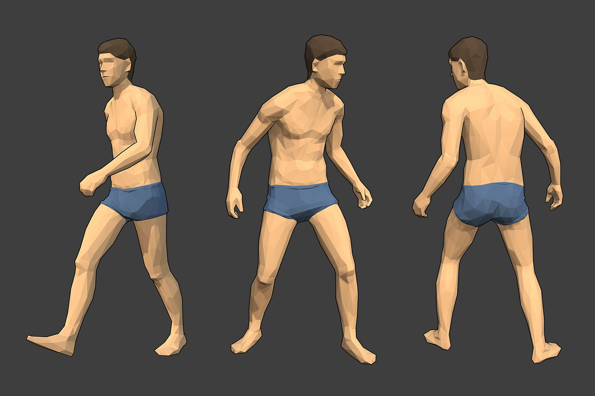 Rigged Lowpoly Male Character - Jim Low-poly 3D model_2