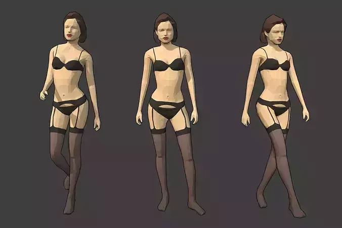Rigged Lowpoly Female Character - Jane Low-poly 3D model