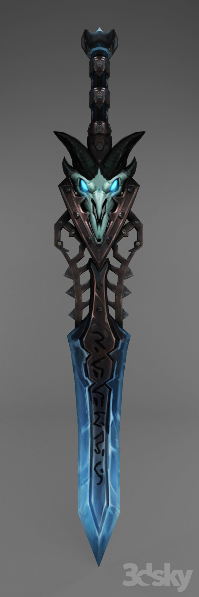 Low Poly Sword Model with lights Low-poly 3D model_1