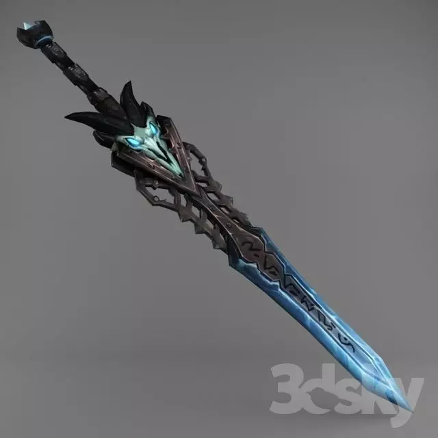 Low Poly Sword Model with lights Low-poly 3D model_0