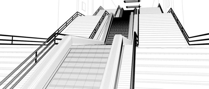 metro train station  3D model 7