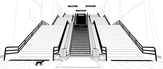 metro train station  3D model 6