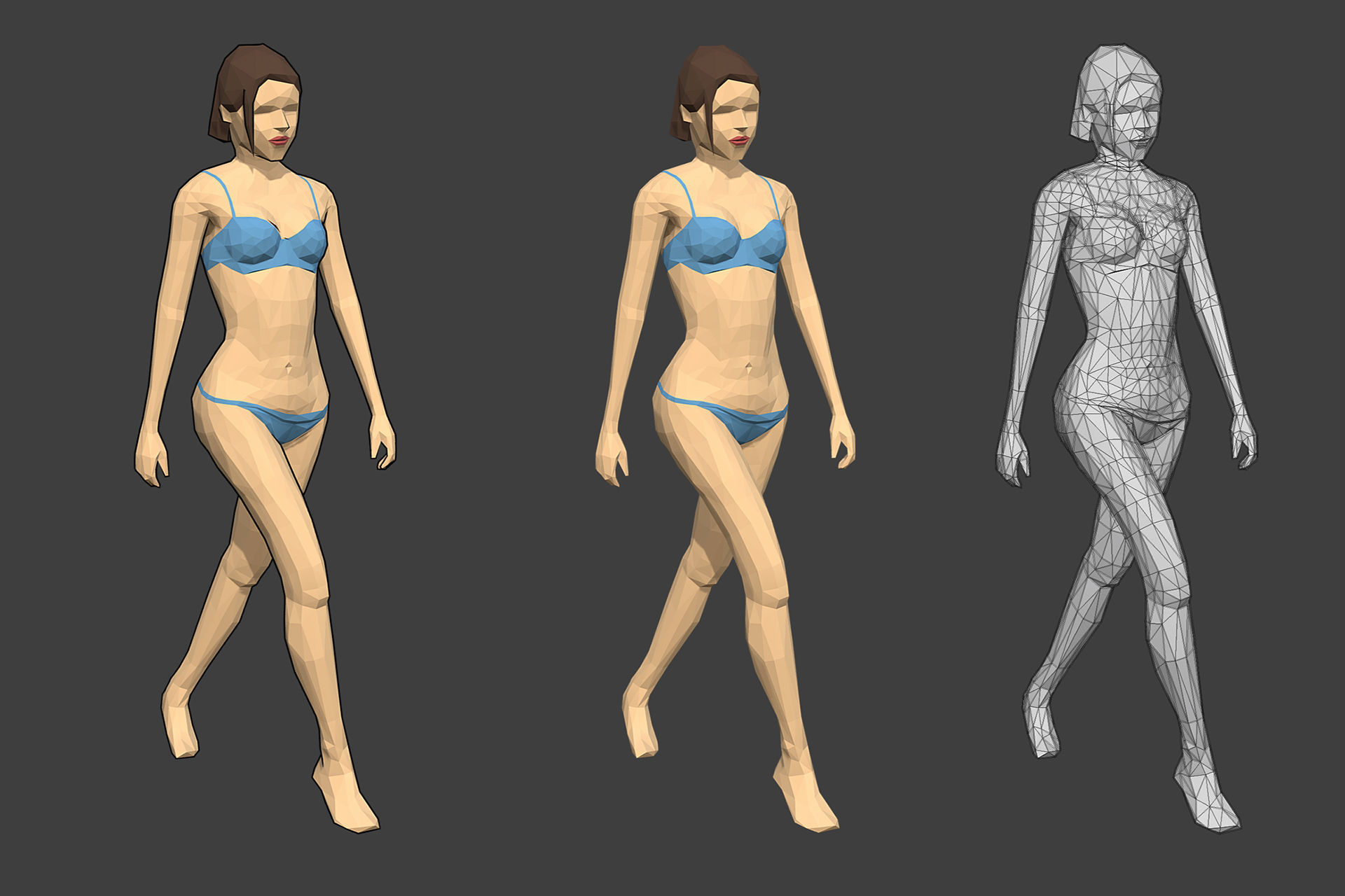   Rigged Lowpoly Female Character - Caren Low-poly 3D model_5