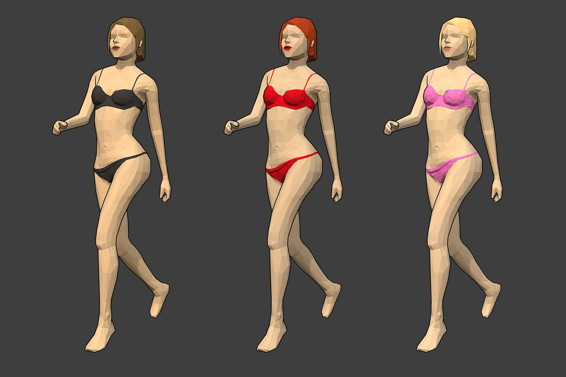   Rigged Lowpoly Female Character - Caren Low-poly 3D model_4