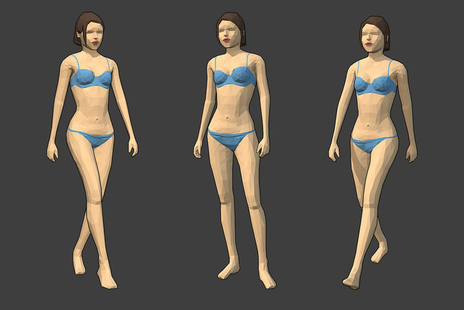   Rigged Lowpoly Female Character - Caren Low-poly 3D model