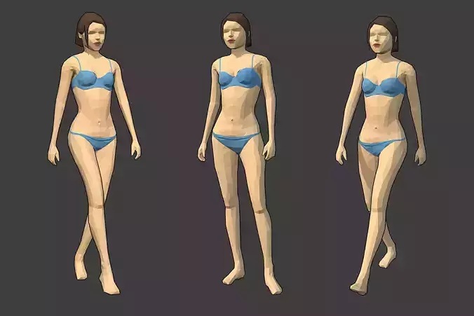   Rigged Lowpoly Female Character - Caren Low-poly 3D model