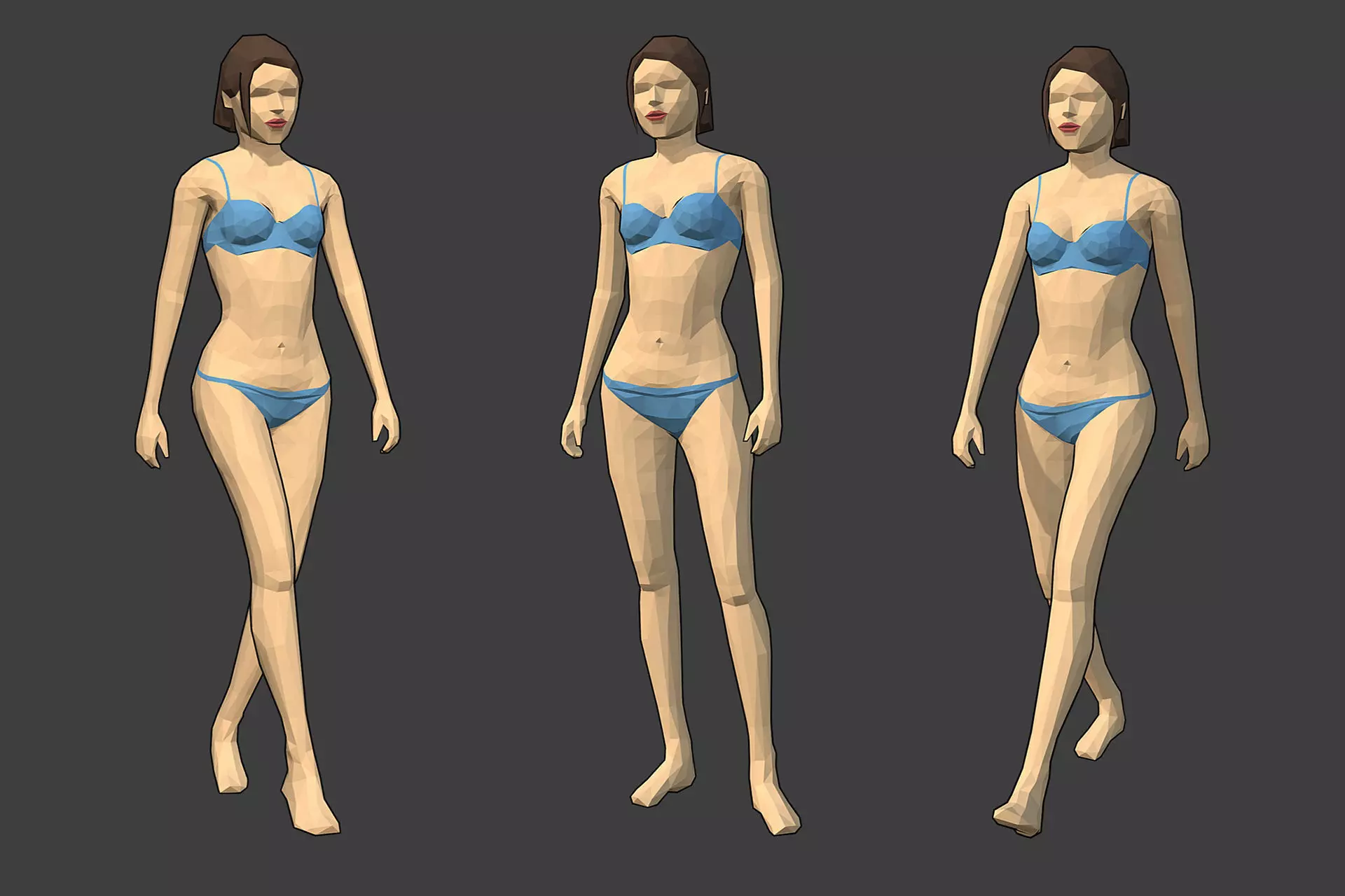   Rigged Lowpoly Female Character - Caren Low-poly 3D model_0