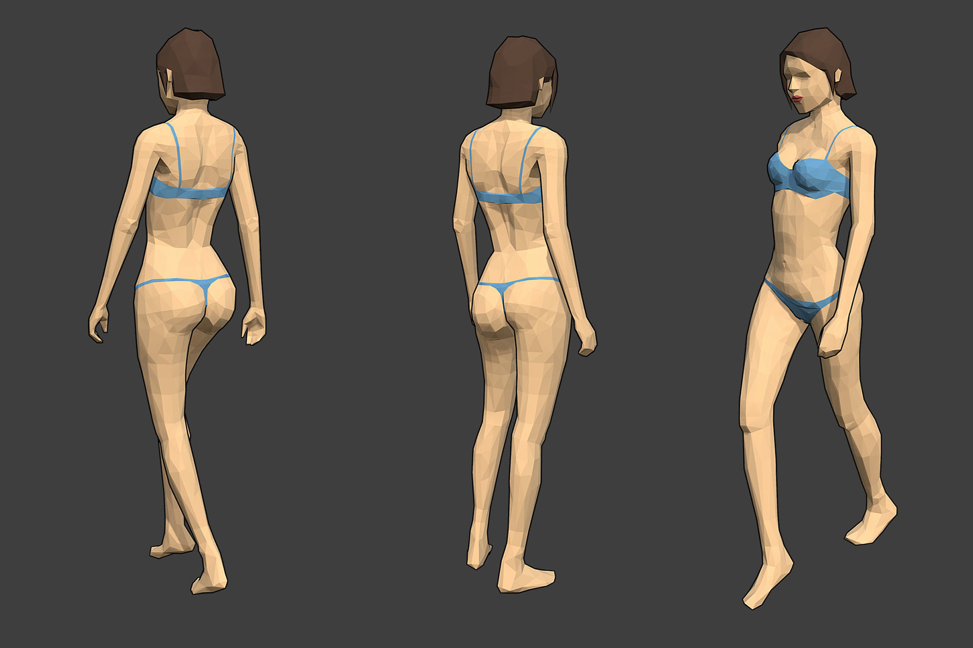   Rigged Lowpoly Female Character - Caren Low-poly 3D model_3