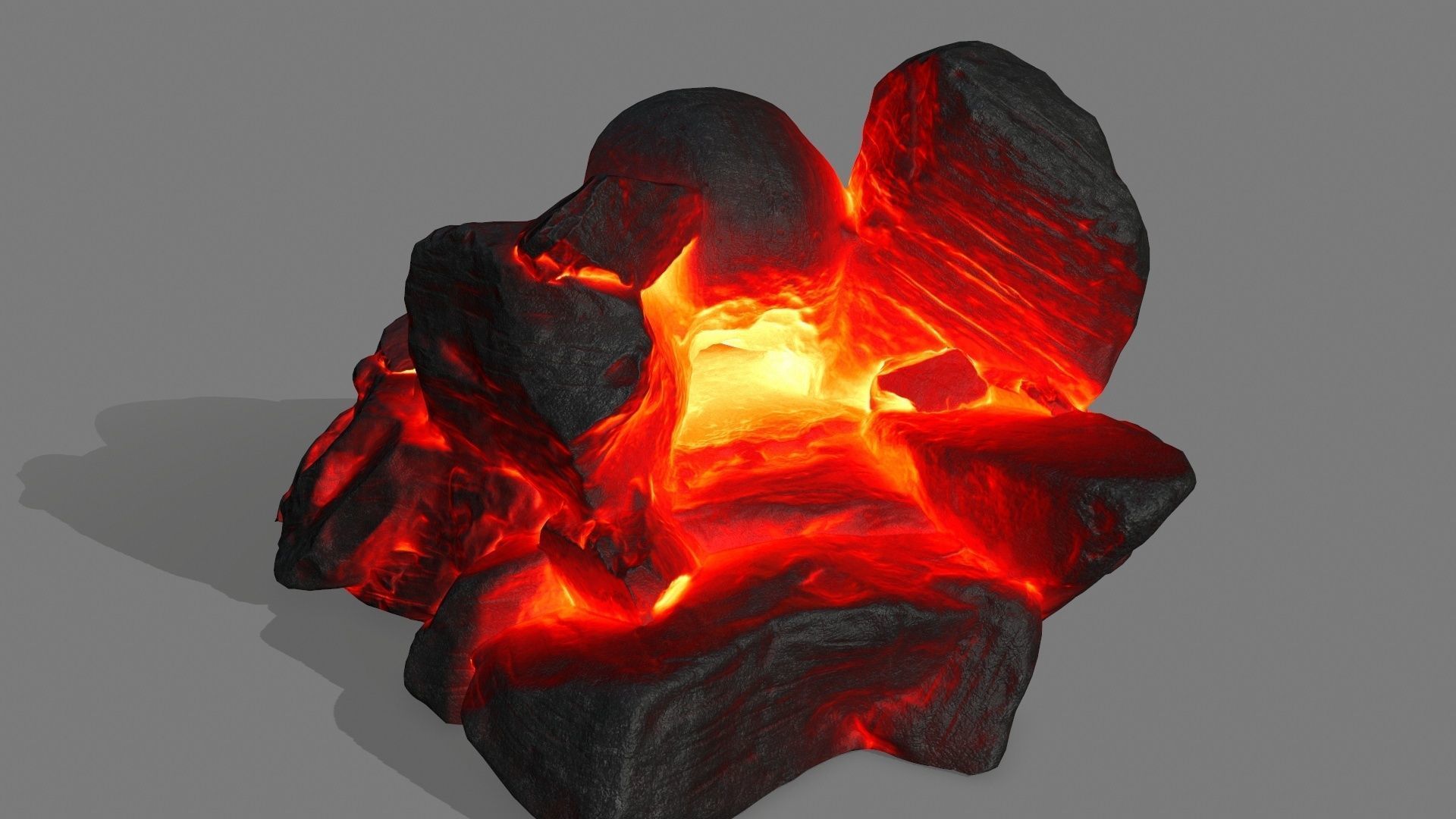 fire skull cave Low-poly 3D model_5