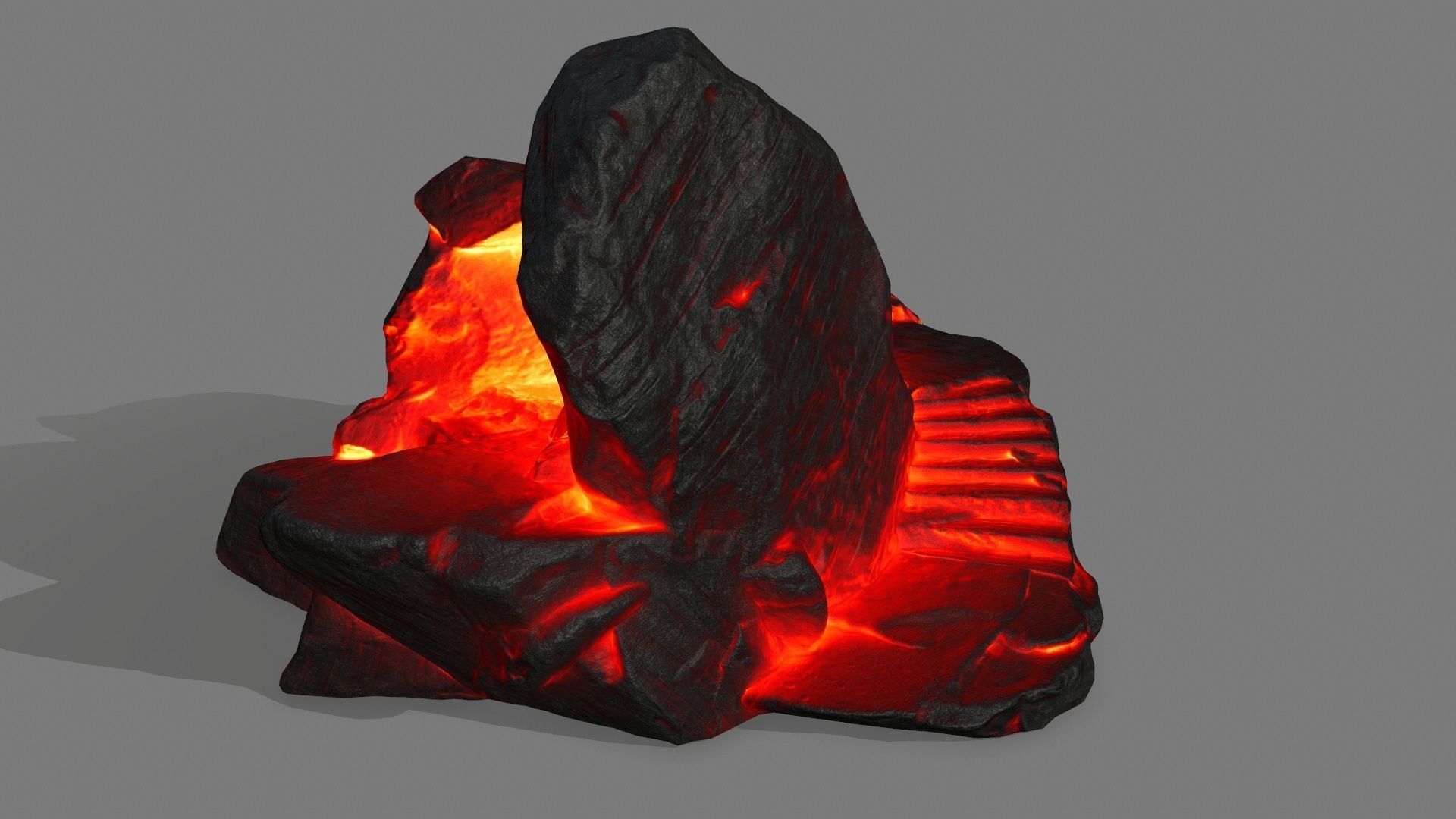 fire skull cave Low-poly 3D model_3