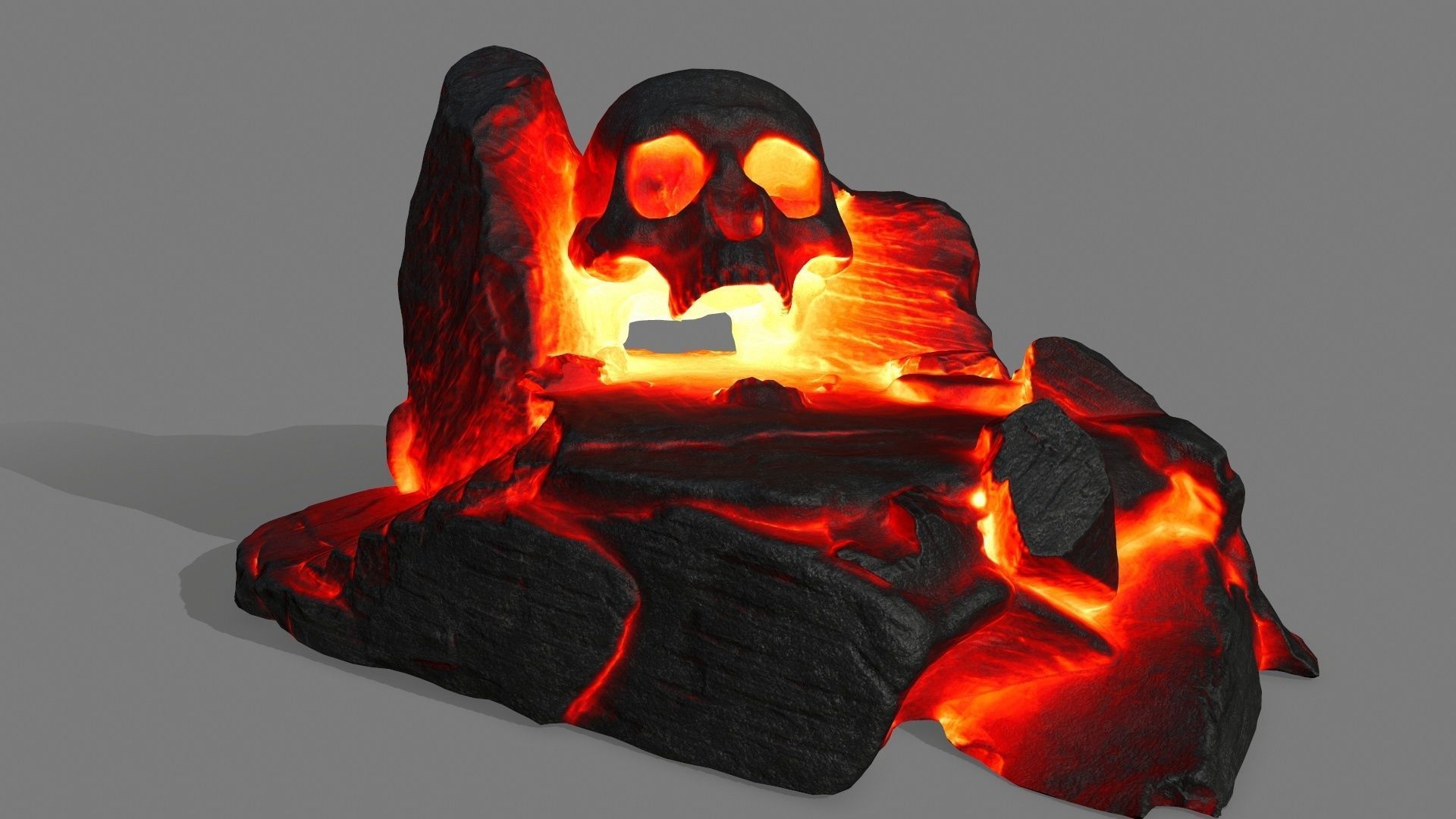 fire skull cave Low-poly 3D model_11