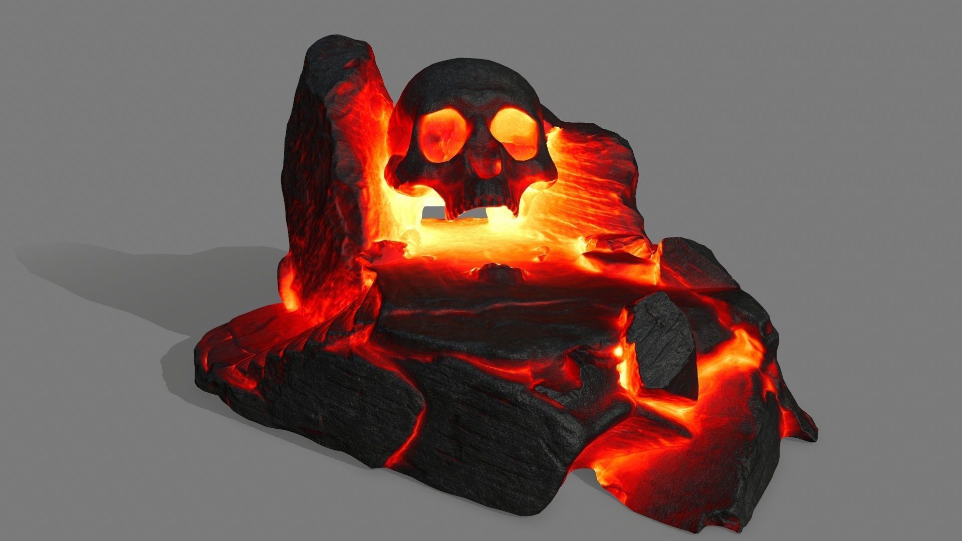 fire skull cave Low-poly 3D model_10