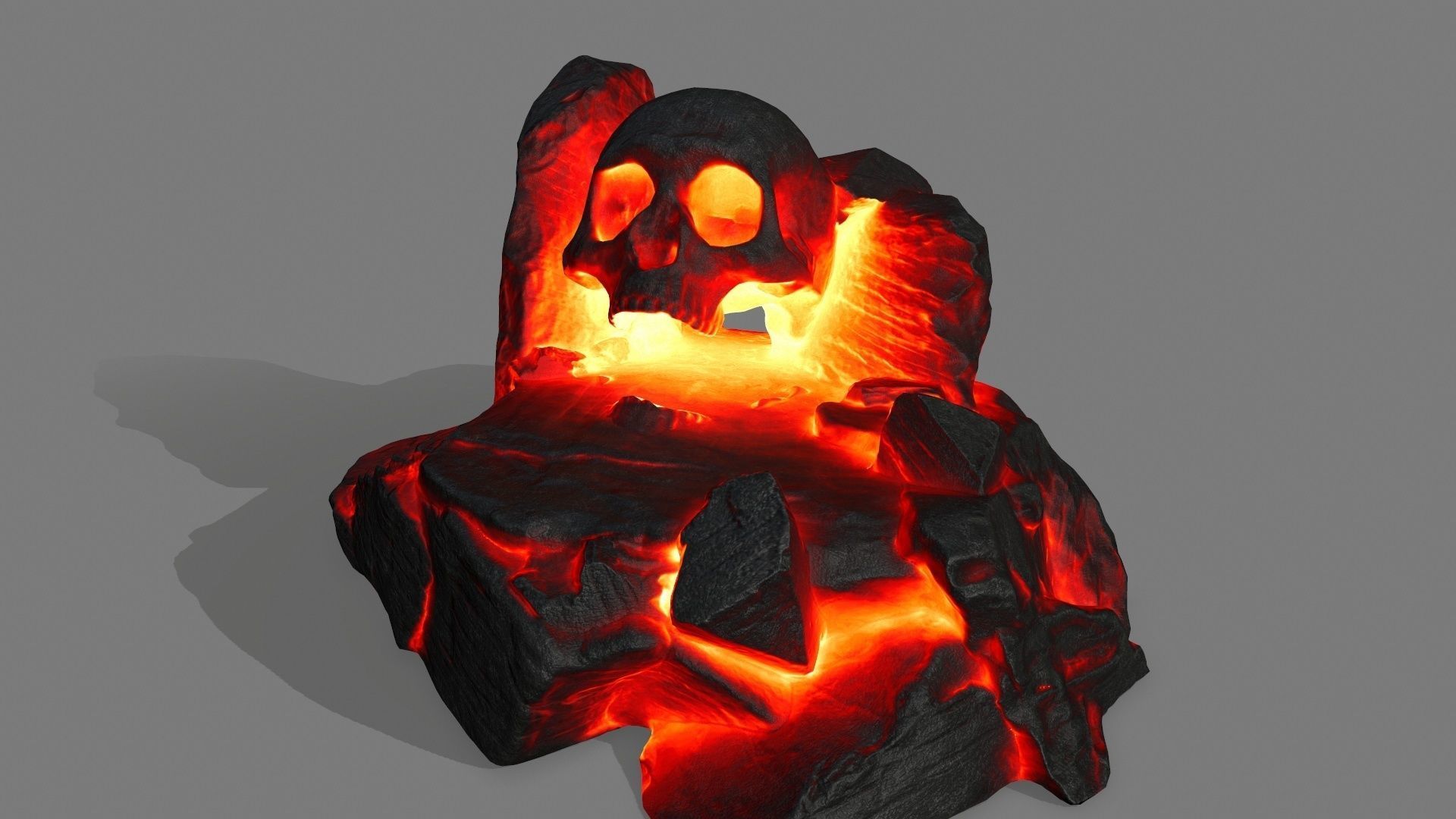 fire skull cave Low-poly 3D model_9