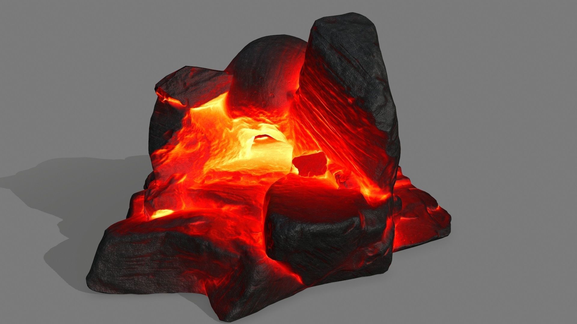 fire skull cave Low-poly 3D model_4