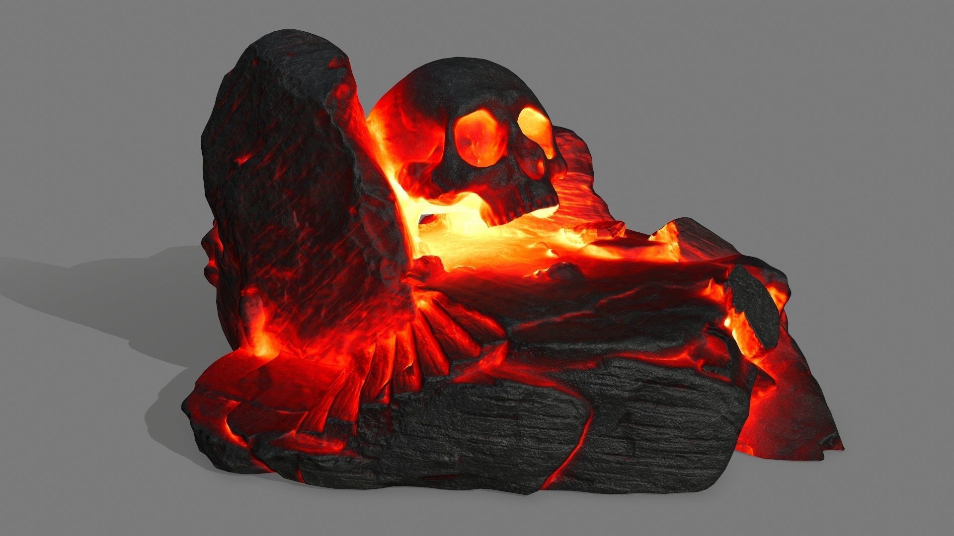 fire skull cave Low-poly 3D model_1