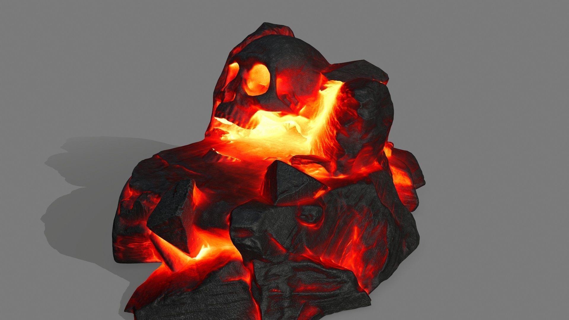 fire skull cave Low-poly 3D model_8