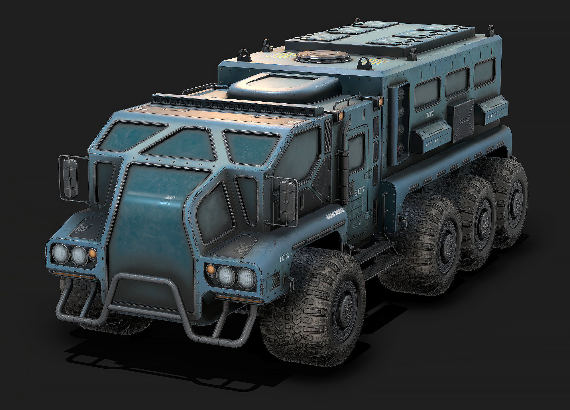 Sci Fi Truck Low Poly Low-poly 3D model_1