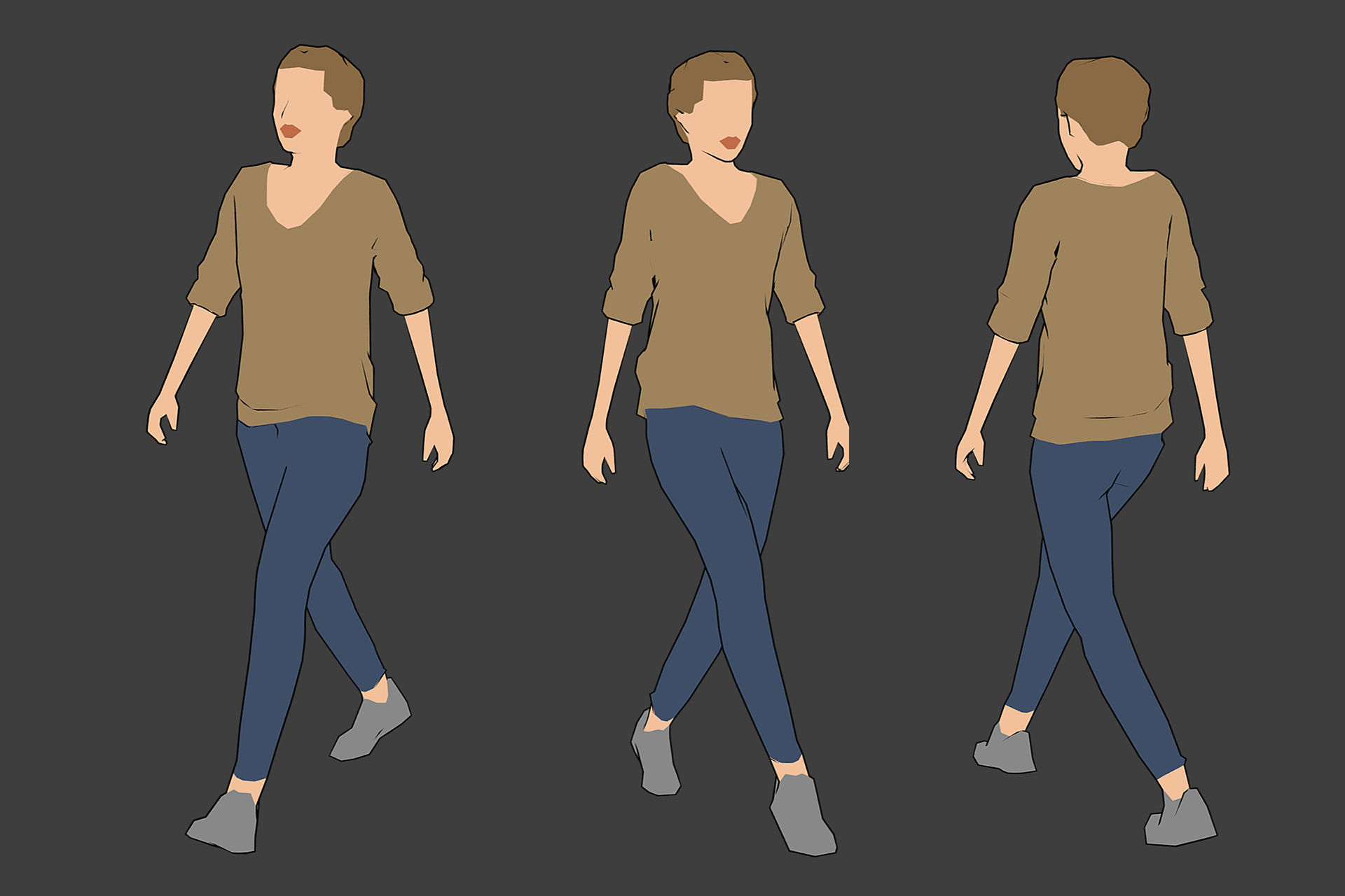 Rigged Lowpoly Female Character - Victoria Low-poly 3D model_3