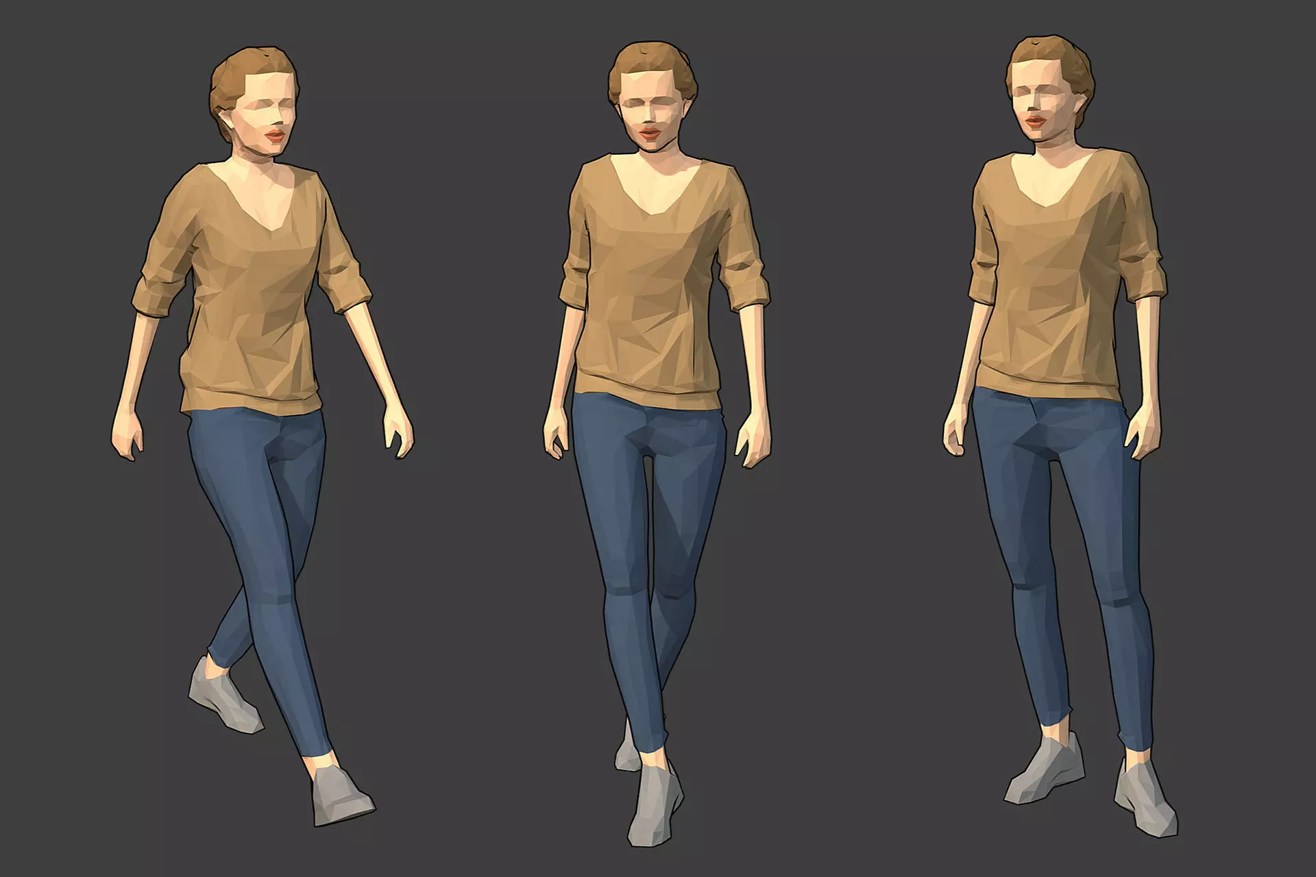 Rigged Lowpoly Female Character - Victoria Low-poly 3D model_0
