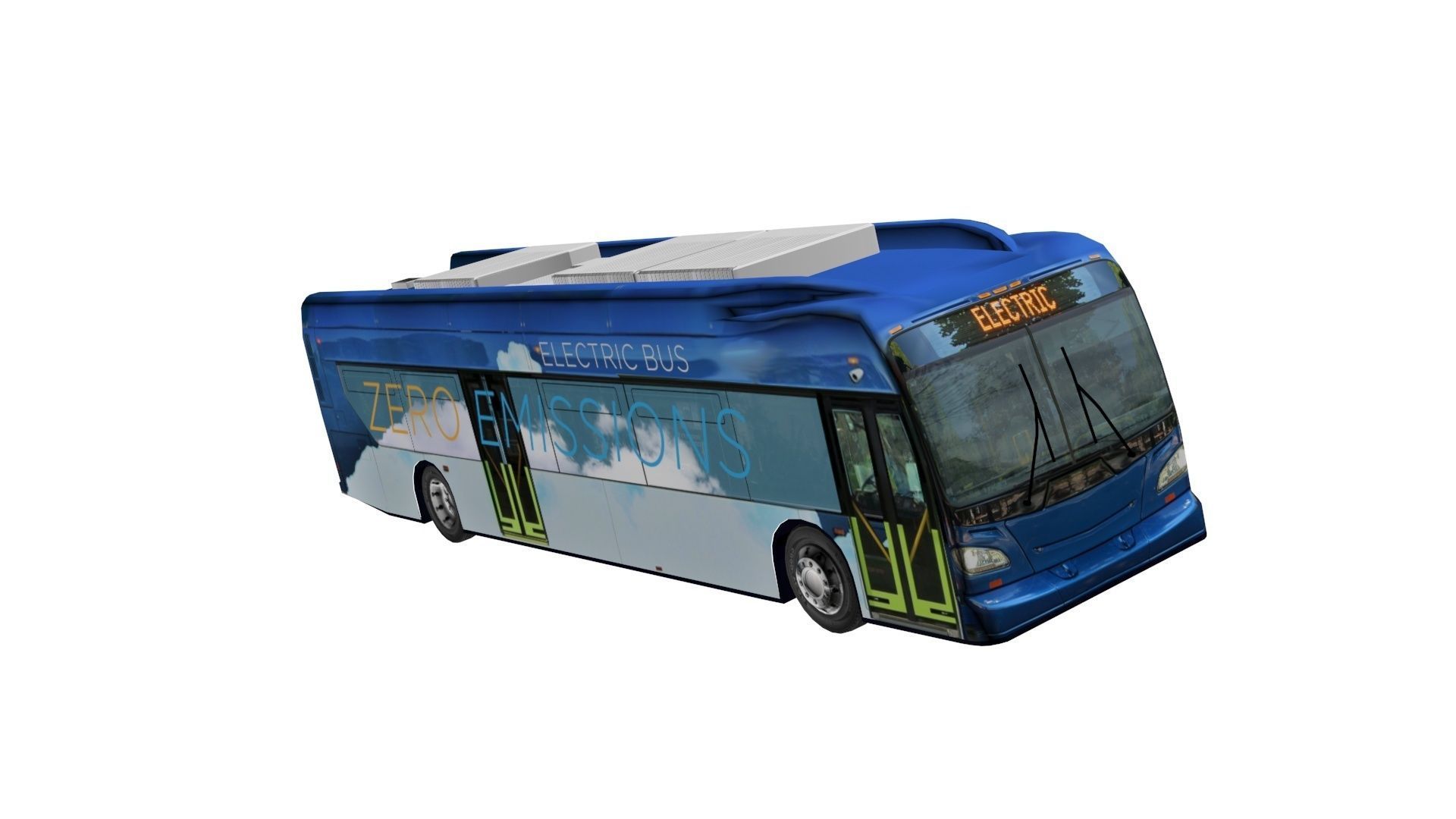 Electric bus New Flyer Xcelsior based low poly 3d model Low-poly 3D model_5