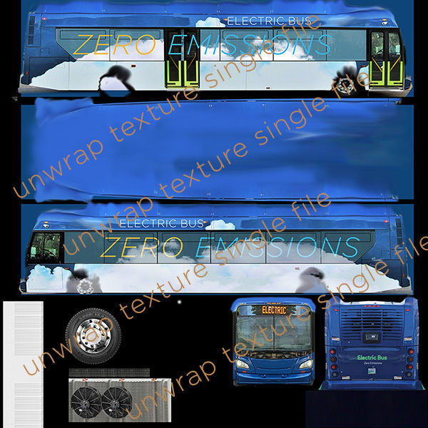 Electric bus New Flyer Xcelsior based low poly 3d model Low-poly 3D model_13