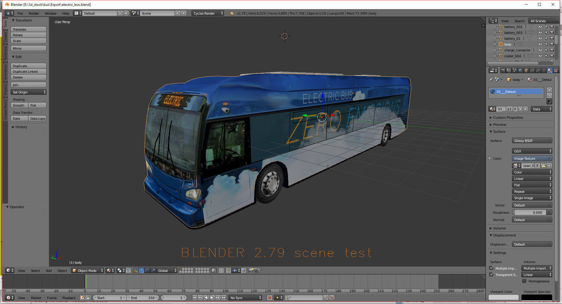 Electric bus New Flyer Xcelsior based low poly 3d model Low-poly 3D model_14