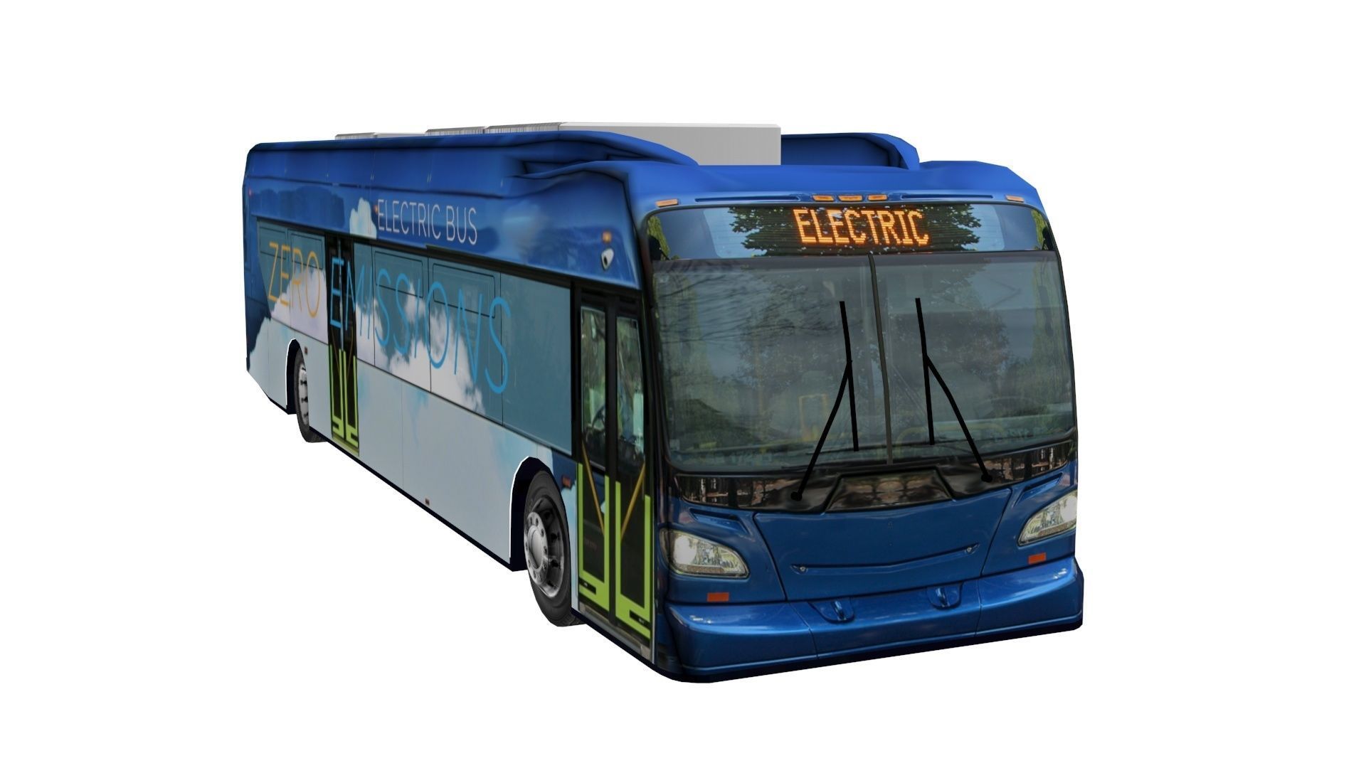 Electric bus New Flyer Xcelsior based low poly 3d model Low-poly 3D model_6