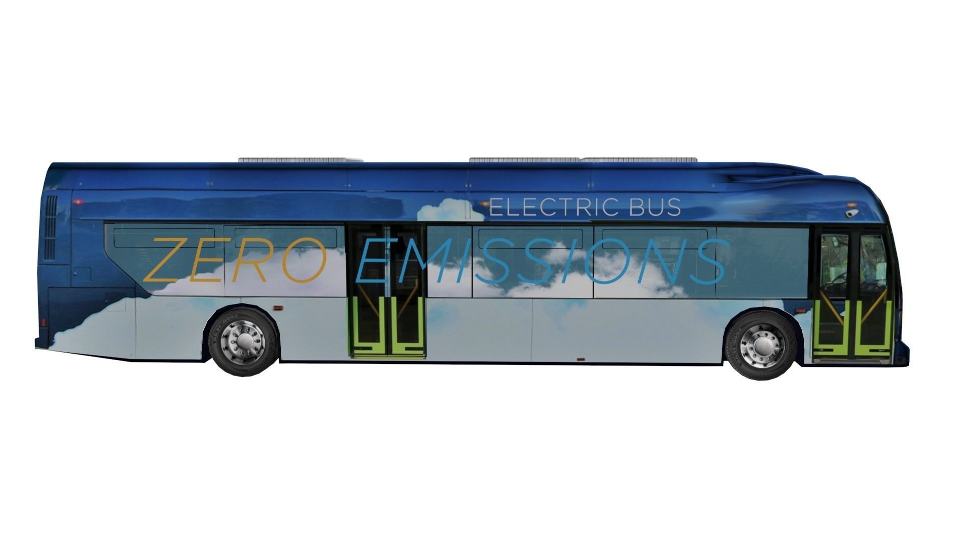Electric bus New Flyer Xcelsior based low poly 3d model Low-poly 3D model_9