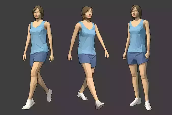 Rigged Lowpoly Female Character - Jody Low-poly 3D model