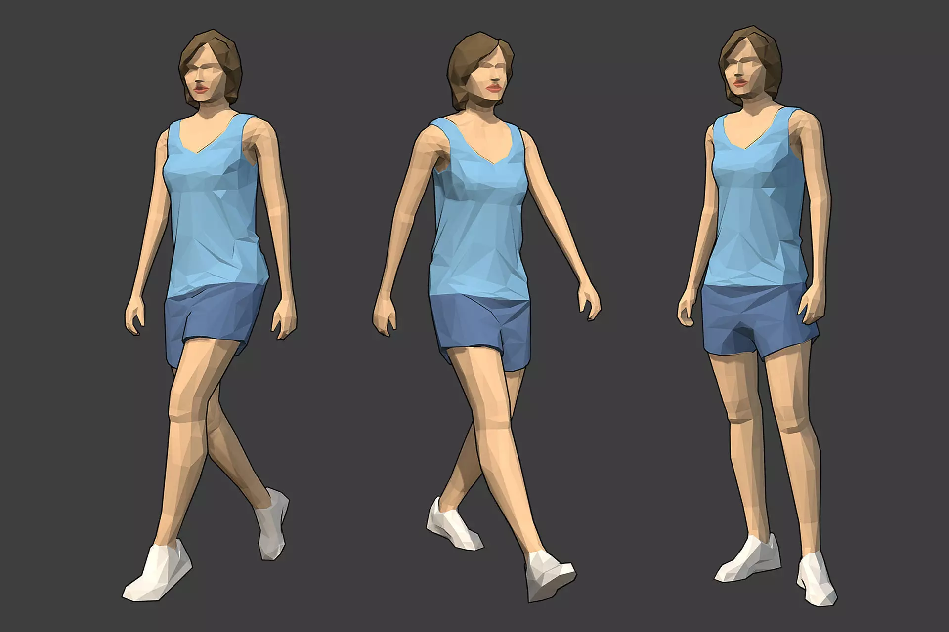 Rigged Lowpoly Female Character - Jody Low-poly 3D model_0
