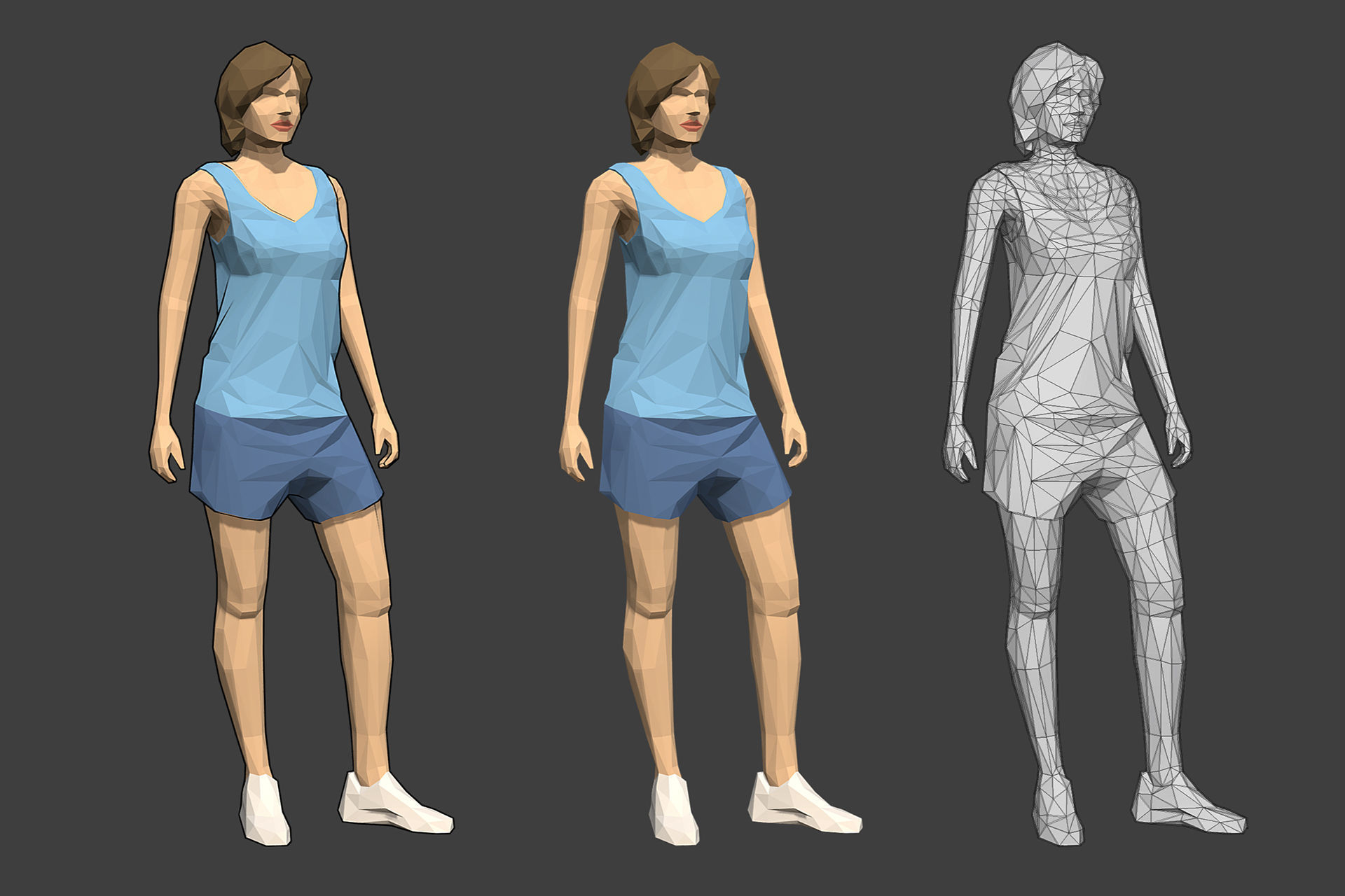 Rigged Lowpoly Female Character - Jody Low-poly 3D model_5