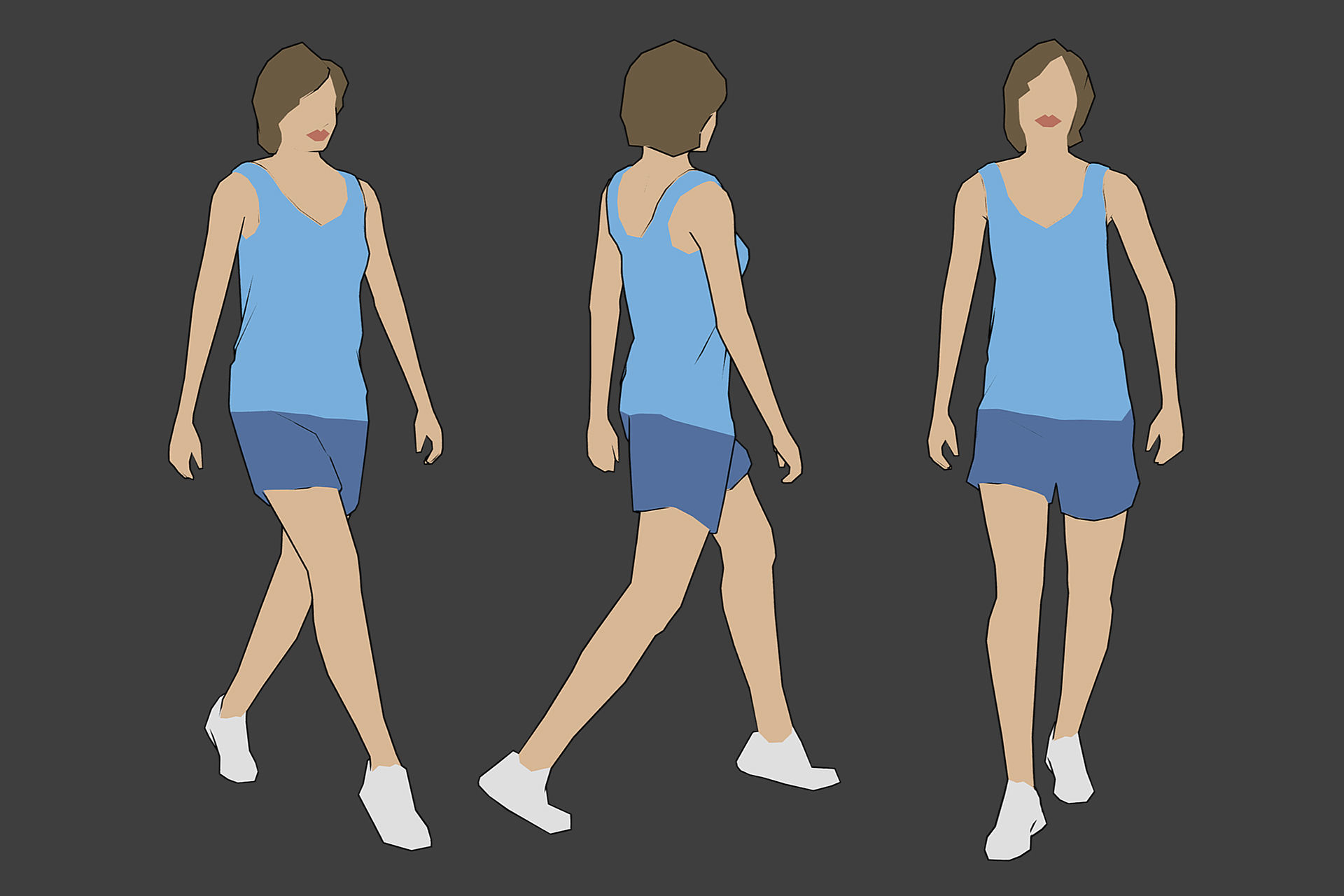 Rigged Lowpoly Female Character - Jody Low-poly 3D model_3
