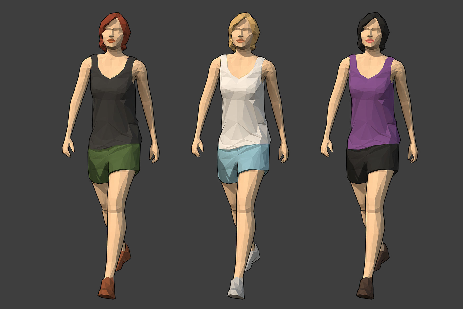 Rigged Lowpoly Female Character - Jody Low-poly 3D model_4