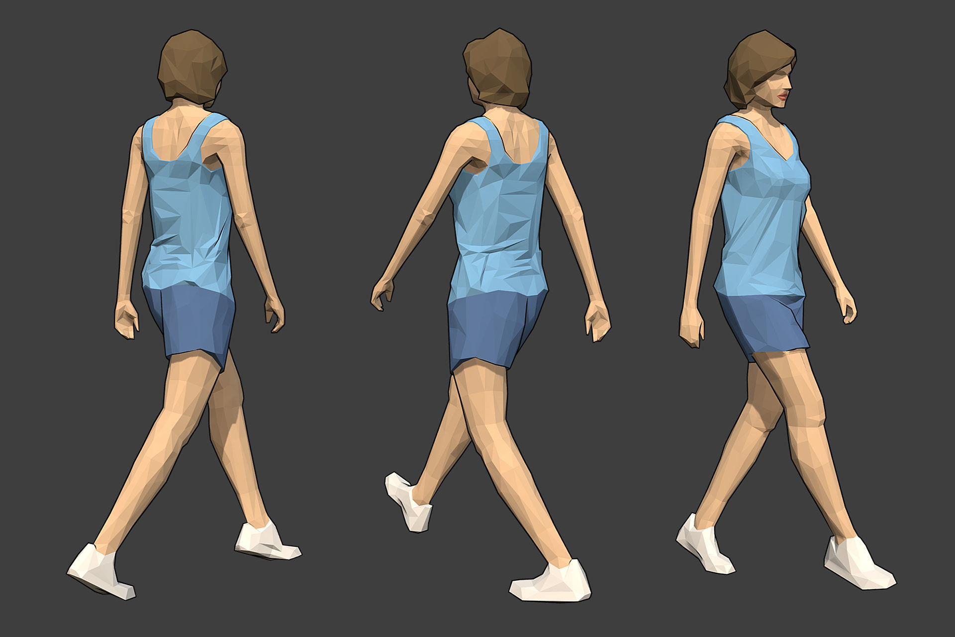Rigged Lowpoly Female Character - Jody Low-poly 3D model_2