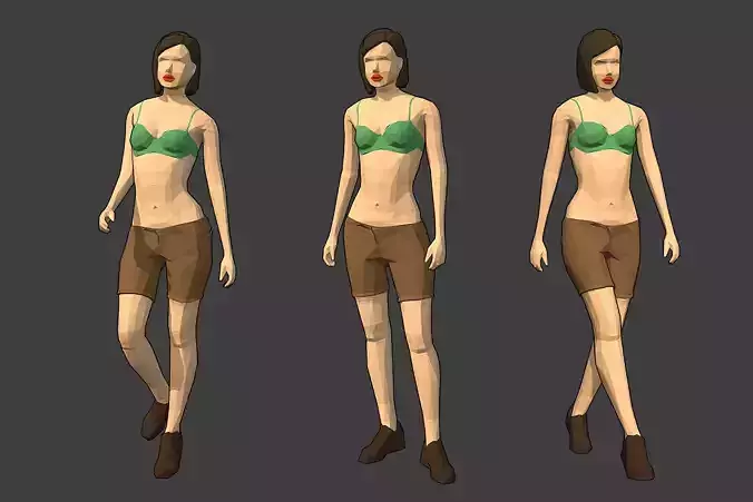 Rigged Lowpoly Female Character - Diana