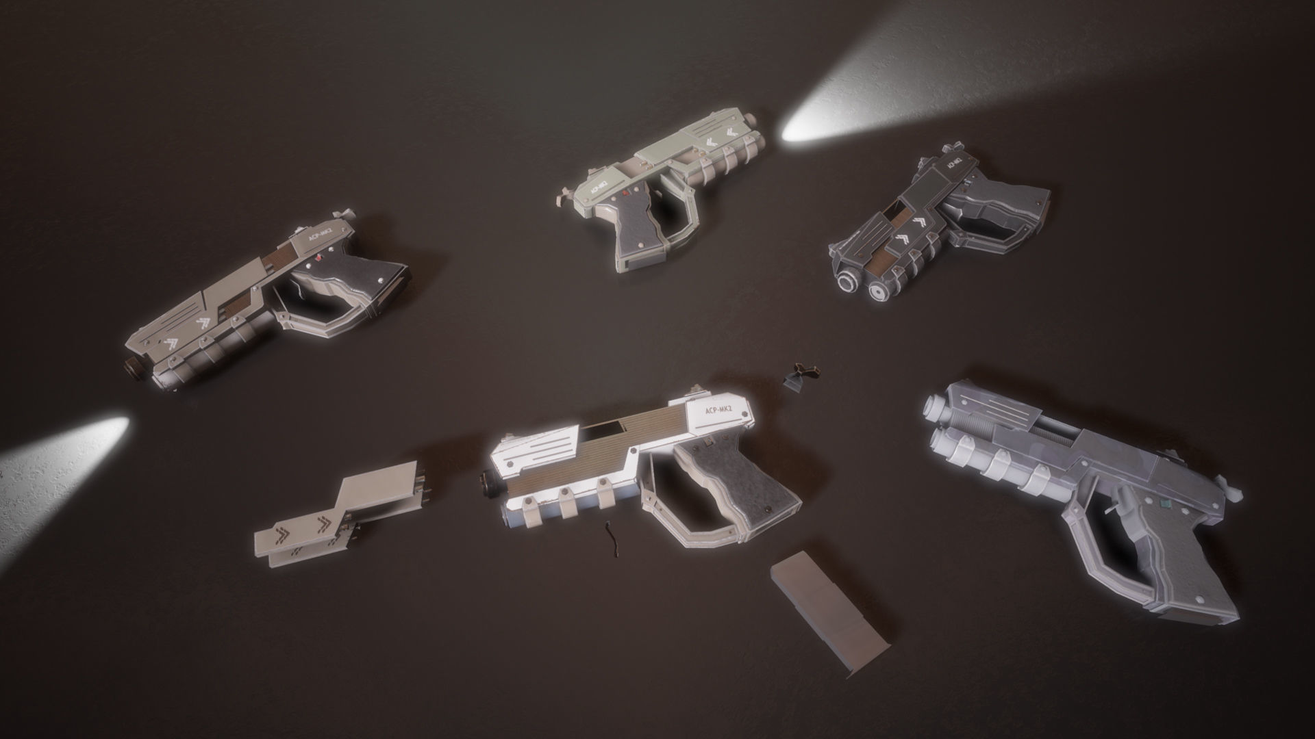 Sci-fi Futuristic Combat Pistol Low-poly 3D model_4