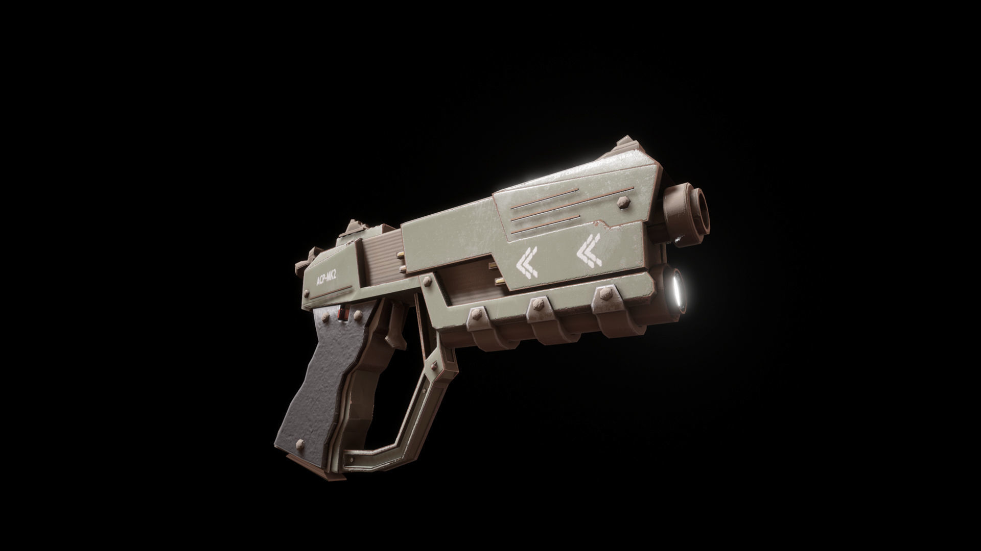 Sci-fi Futuristic Combat Pistol Low-poly 3D model_15