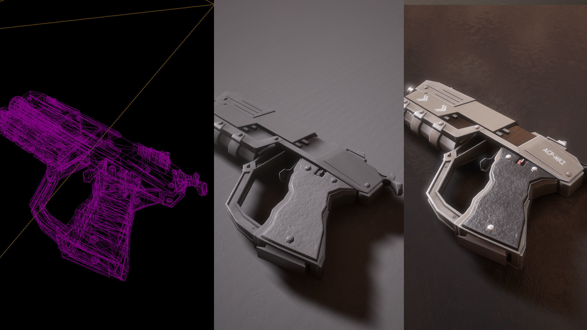 Sci-fi Futuristic Combat Pistol Low-poly 3D model_14
