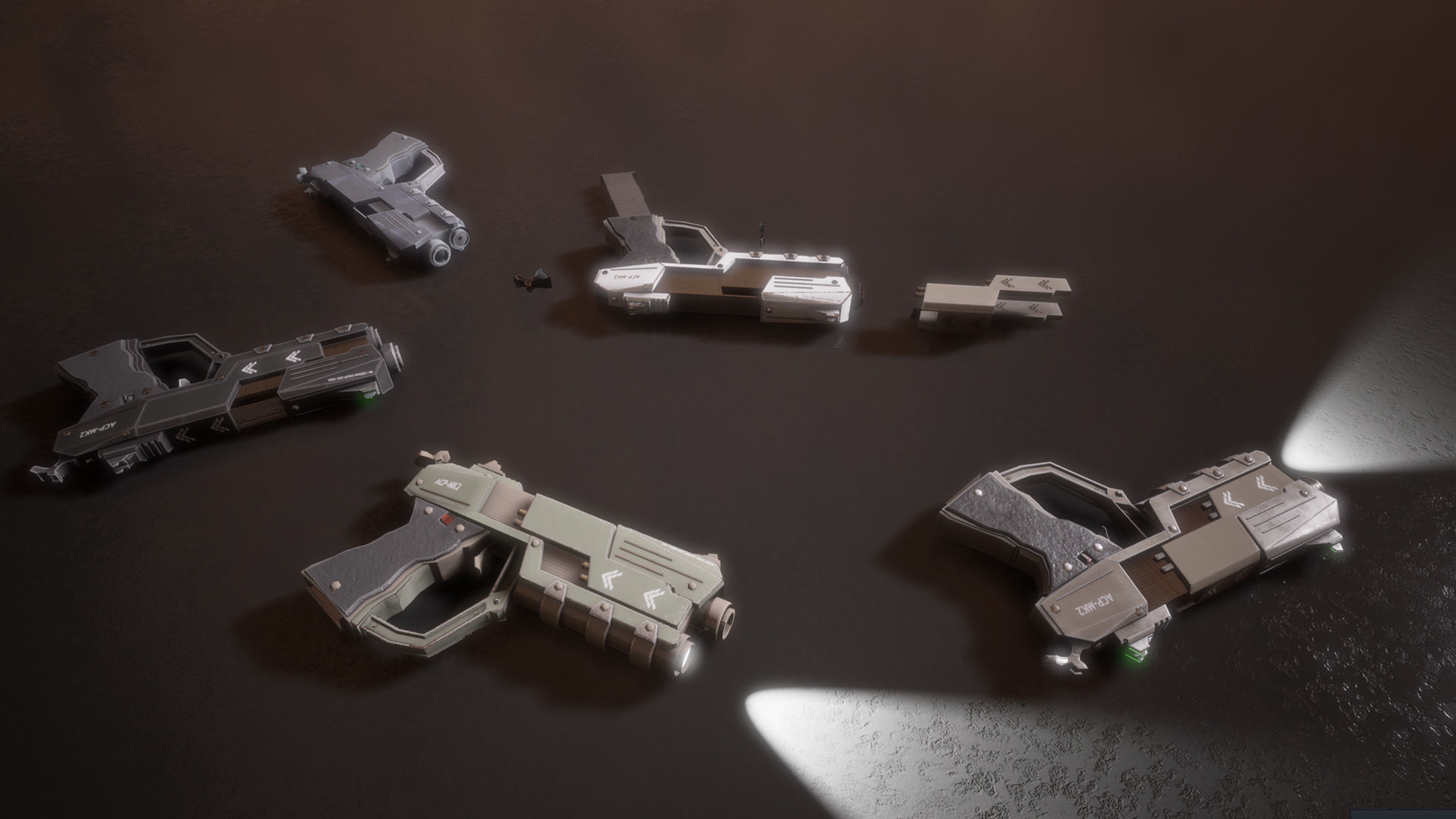Sci-fi Futuristic Combat Pistol Low-poly 3D model_10
