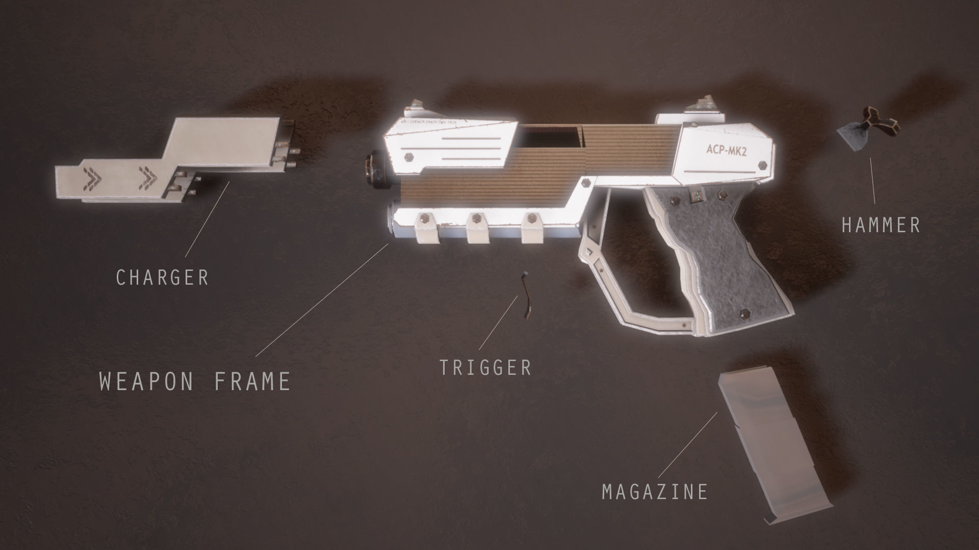 Sci-fi Futuristic Combat Pistol Low-poly 3D model_3