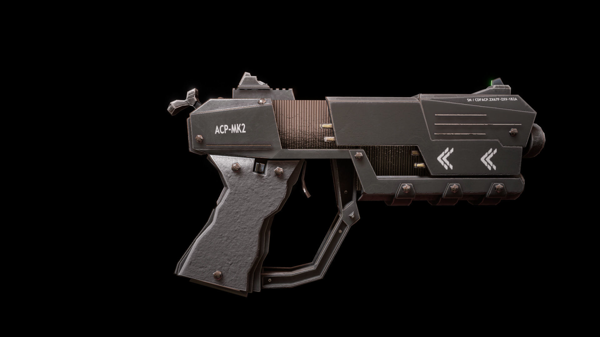 Sci-fi Futuristic Combat Pistol Low-poly 3D model_21