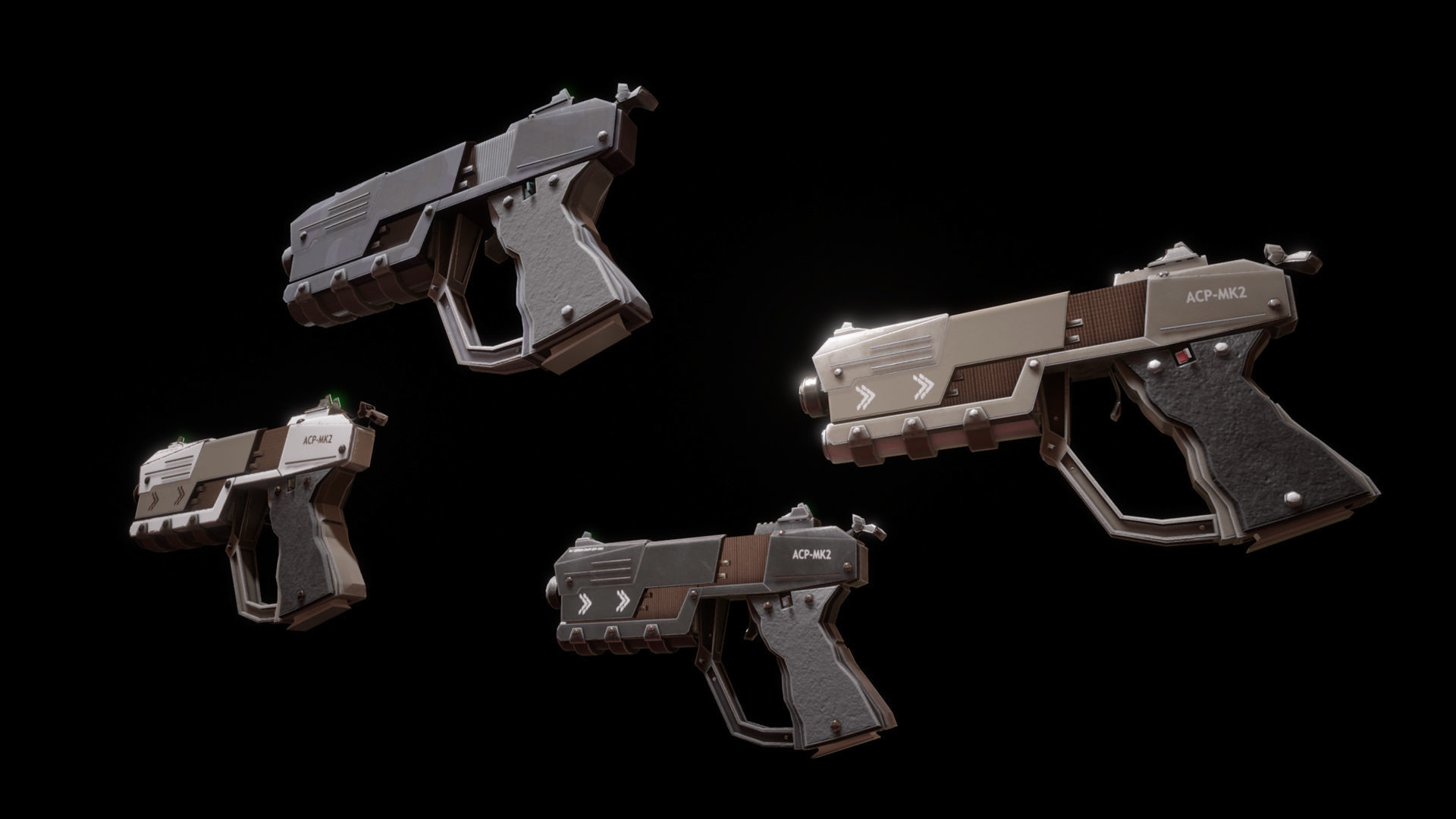 Sci-fi Futuristic Combat Pistol Low-poly 3D model_18