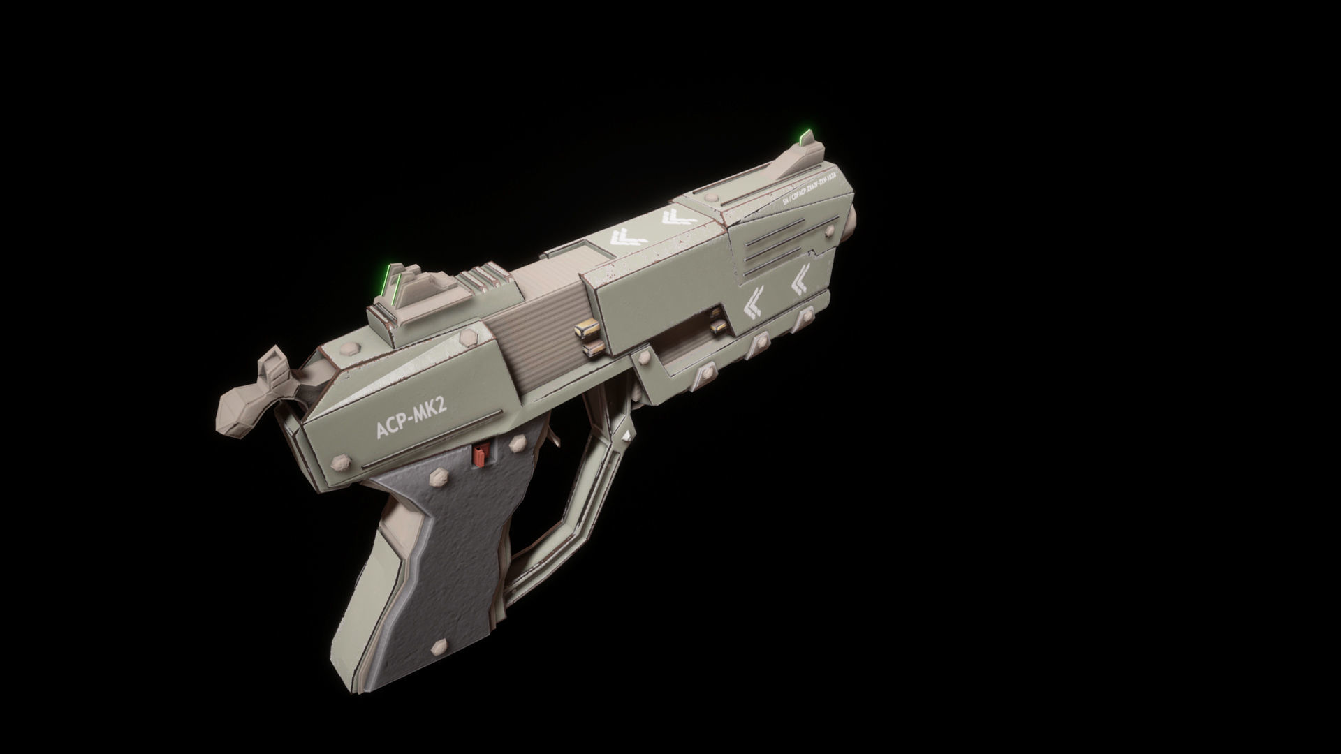 Sci-fi Futuristic Combat Pistol Low-poly 3D model_17