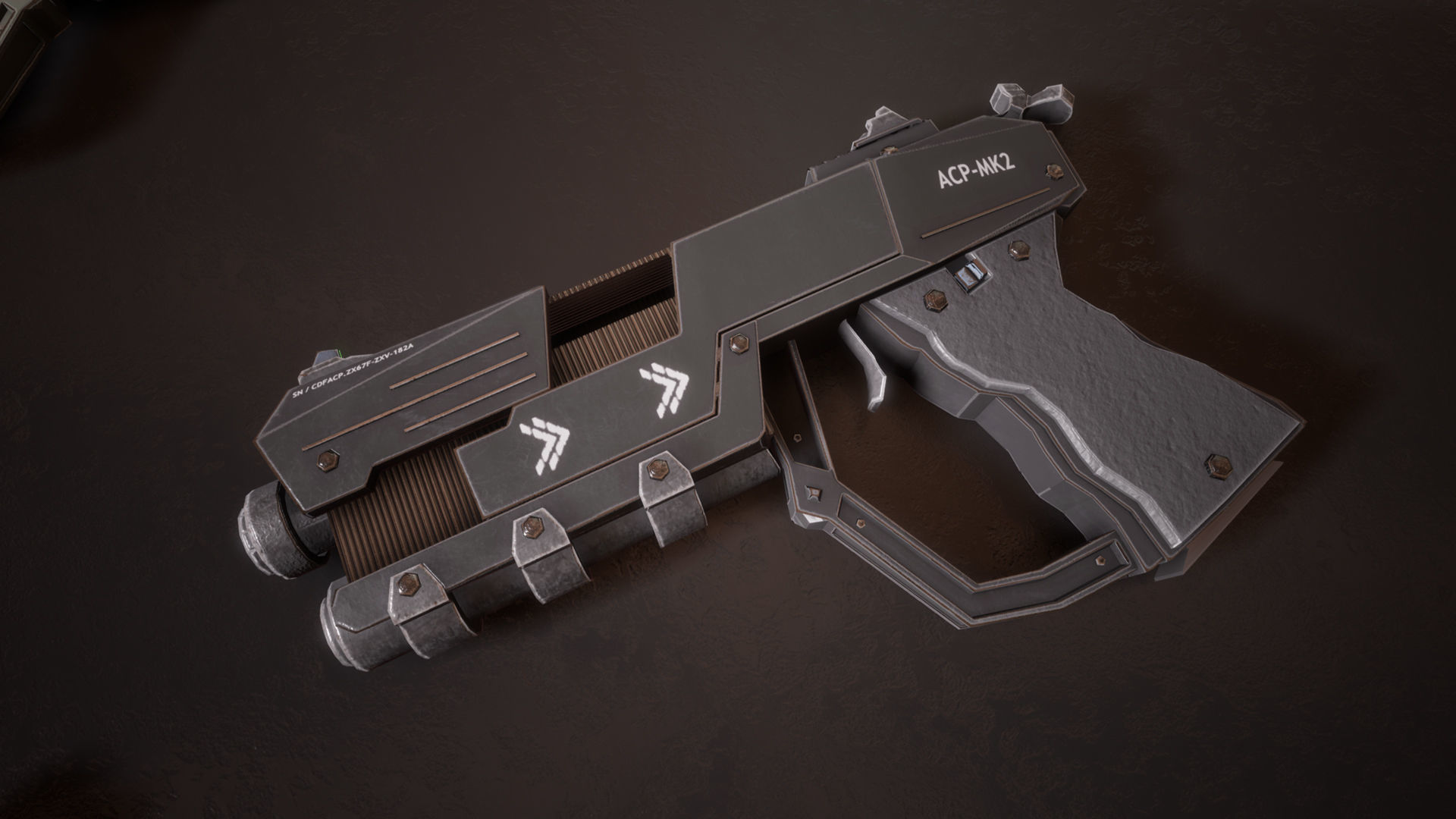 Sci-fi Futuristic Combat Pistol Low-poly 3D model_6