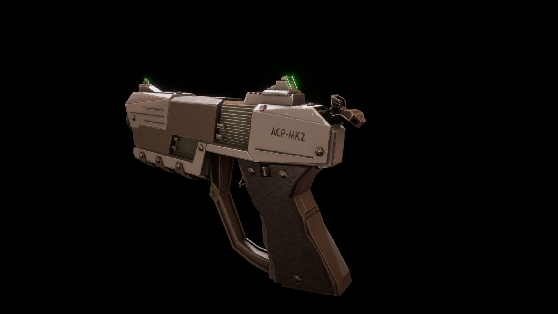 Sci-fi Futuristic Combat Pistol Low-poly 3D model_24