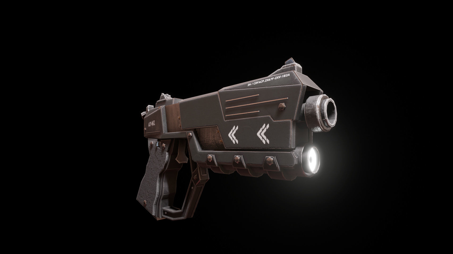 Sci-fi Futuristic Combat Pistol Low-poly 3D model_25