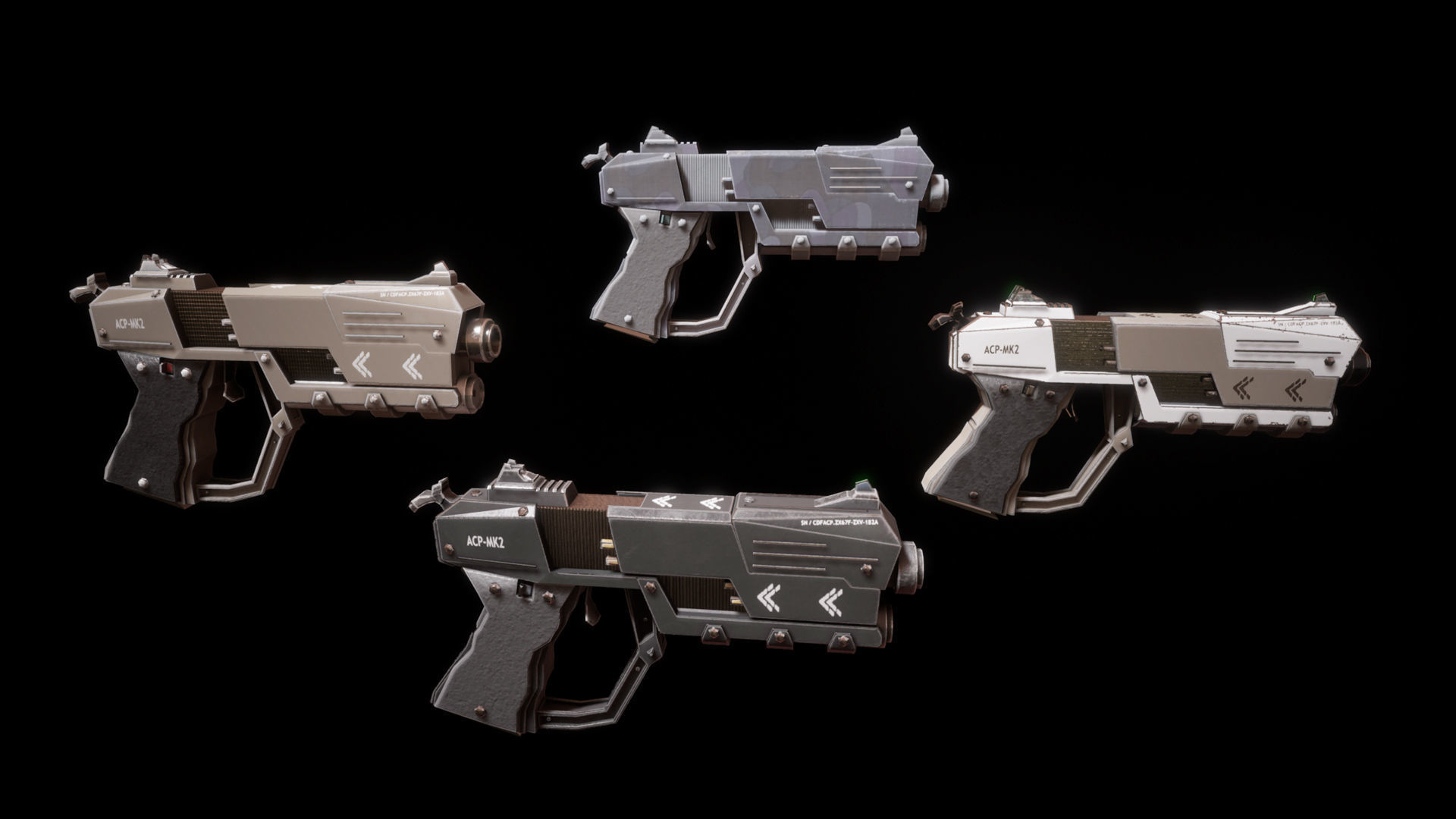 Sci-fi Futuristic Combat Pistol Low-poly 3D model_20