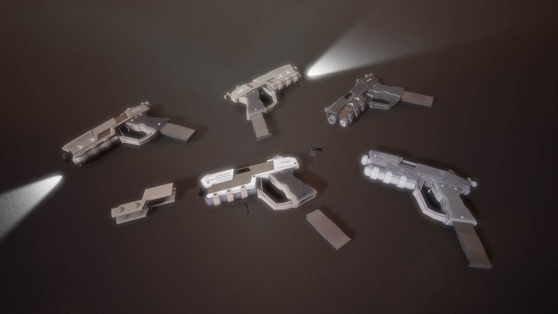 Sci-fi Futuristic Combat Pistol Low-poly 3D model_13