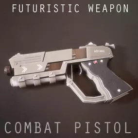 Sci-fi Futuristic Combat Pistol Low-poly 3D model_0