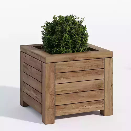 Prestige 1 wooden planter with plant in it